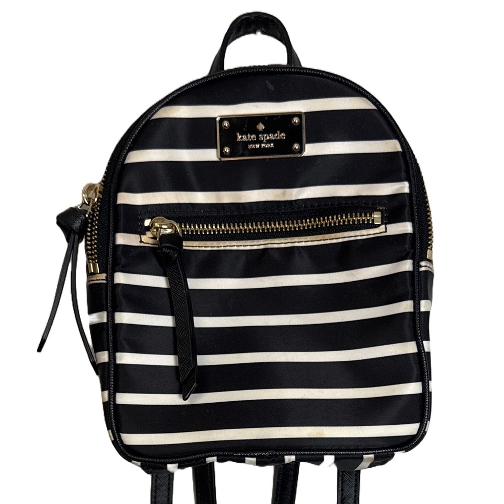 Kate Spade Black and White Striped Backpack